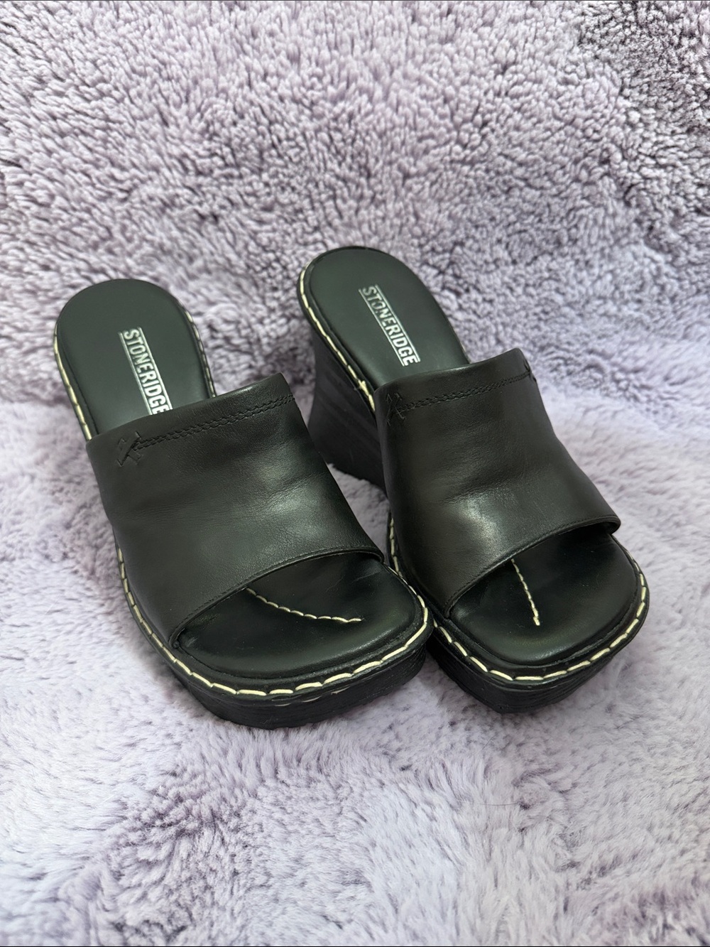Black Leather Platform Sandals